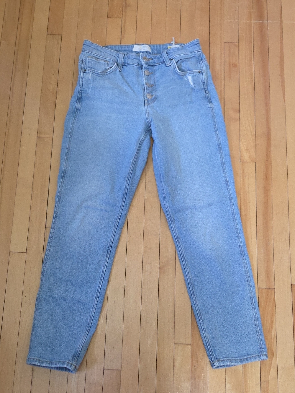Colins Light Blue High-Rise Button-Fly Slim Cigarette Women's Jeans